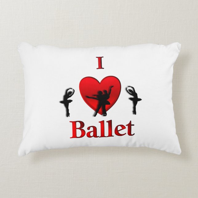 I Heart Ballet Accent Pillow (Front)