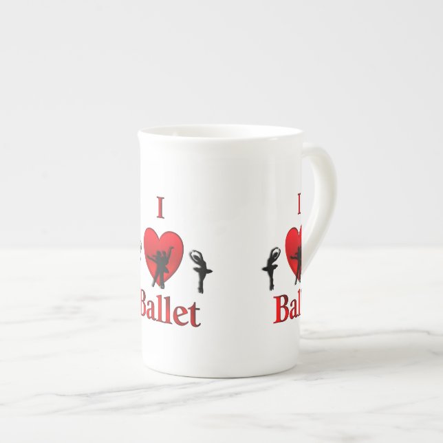 I Heart Ballet Dance Bone China Mug (Front Right)