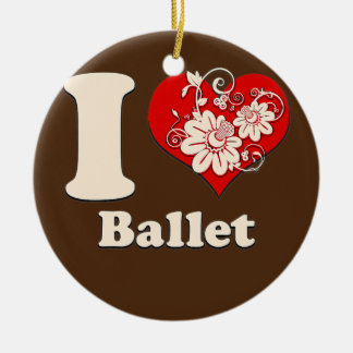 I Heart Ballet Floral Heart  Ceramic Ornament