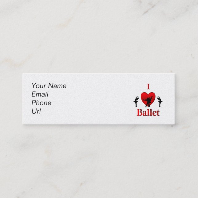 I Heart Ballet Mini Business Card (Front)
