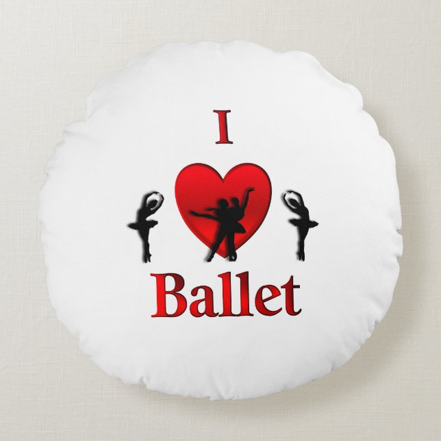 I Heart Ballet Round Pillow (Front)