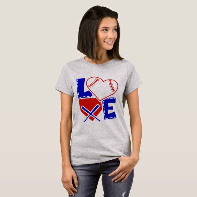 I Heart Baseball - I Love Base Ball Bat T-Shirt (Front Full)