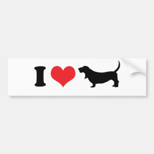 I Heart Basset Hounds Bumper Sticker