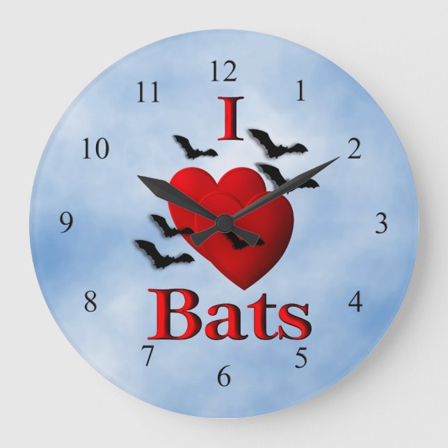 I Heart Bats Cloudy Day  Kitchen Wall Clock (Front)