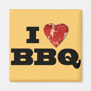 I heart BBQ, Steak Heart Shape Funny Grilling Magnet
