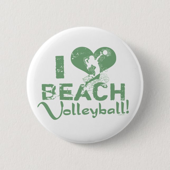 I Heart Beach Volleyball 2 Inch Round Button (Front)