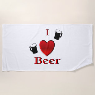 I Heart Beer Design Beach Towel