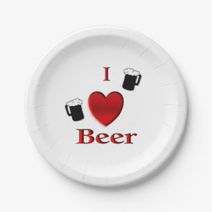 I Heart Beer Design Cufflinks Paper Plate