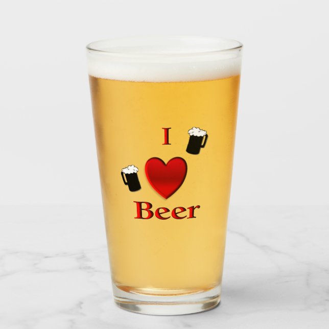 I Heart Beer Design Glass (Front Filled)