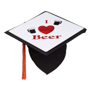 I Heart Beer Design Graduation Cap Topper