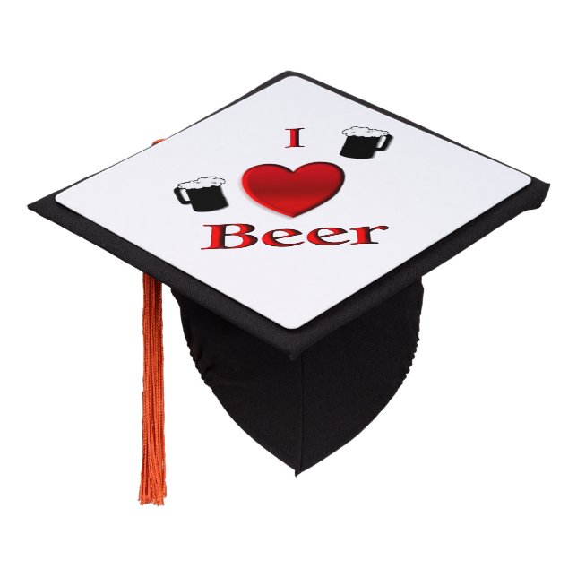 I Heart Beer Design Graduation Cap Topper (Angled)