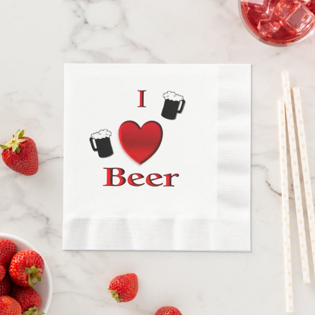 I Heart Beer Design Napkin (Insitu)