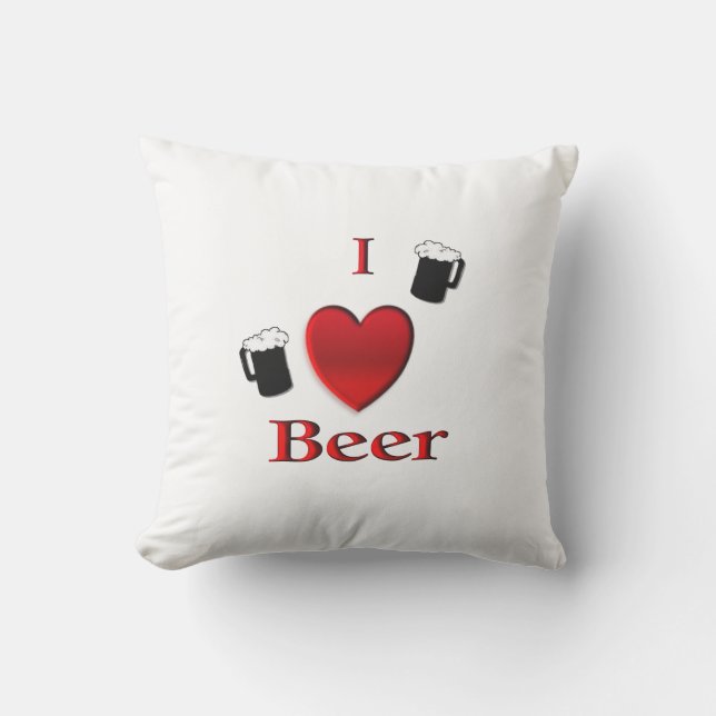 I Heart Beer Design Outdoor Pillow (Front)