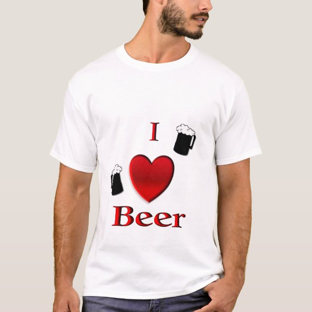 I Heart Beer Frothy Mugs T-Shirt (Front)