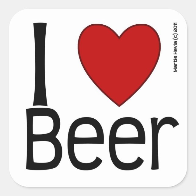 I Heart Beer Square Sticker (Front)