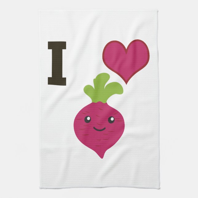 I Heart Beets Kitchen Towel (Vertical)