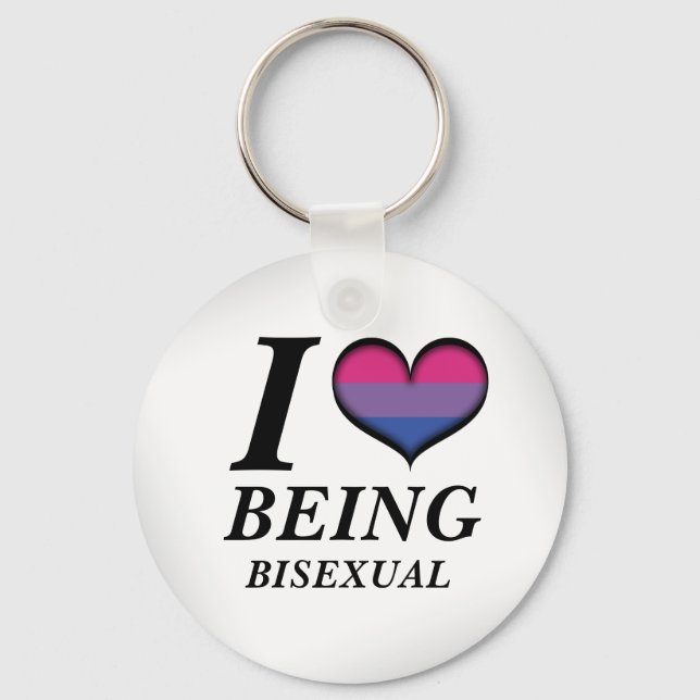 I Heart Being Bisexual Design Pride Flag Heart Keychain (Front)
