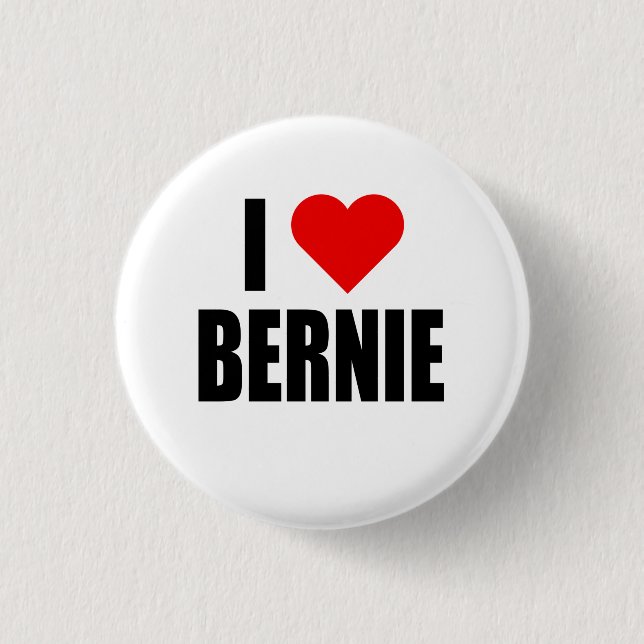 “I HEART BERNIE” 1 INCH ROUND BUTTON (Front)