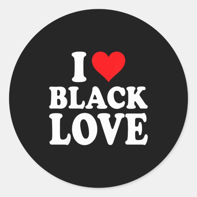 I Heart Black Love Cute Matching Couples African A Classic Round Sticker (Front)