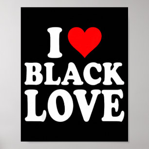 I Heart Black Love Cute Matching Couples African A Poster