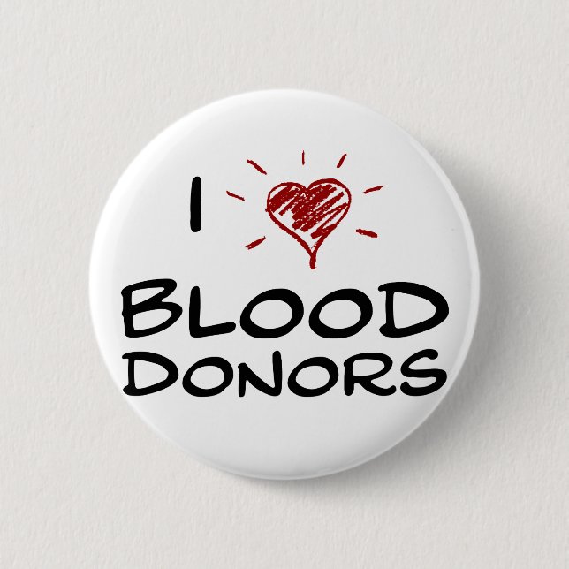 I Heart Blood Donors 2 Inch Round Button (Front)