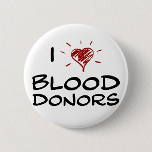 I Heart Blood Donors 2 Inch Round Button