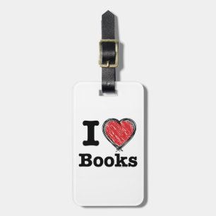 I Heart Books! I Love Books! (Scribbled Lines) Luggage Tag