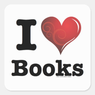 I heart books Swirly Curlique Heart 02 FADE 4000x4 Square Sticker