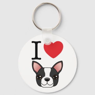 I Heart Boston Terriers Keychain