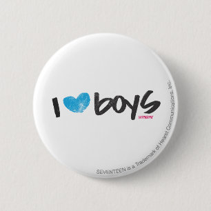 I Heart Boys Aqua 2 Inch Round Button