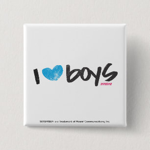 I Heart Boys Aqua 2 Inch Square Button