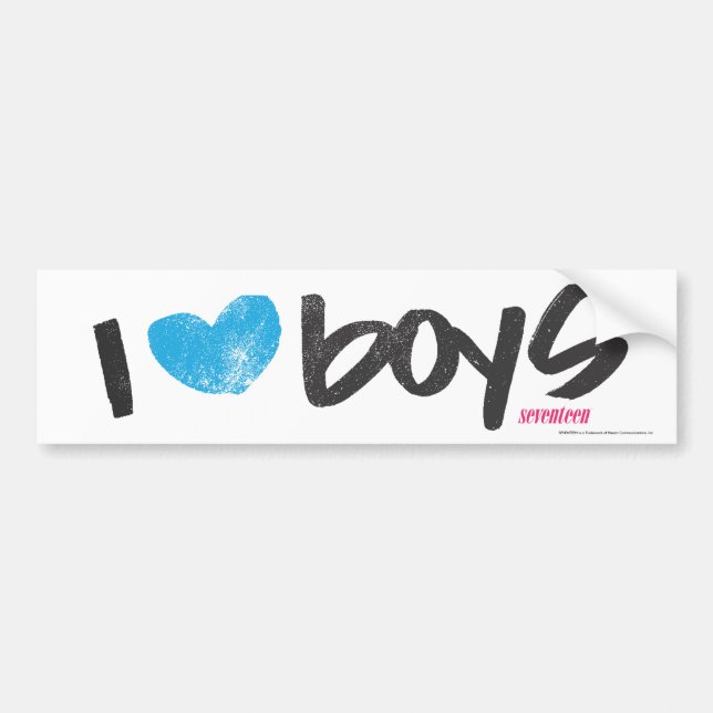 I Heart Boys Aqua Bumper Sticker (Front)