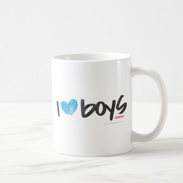 I Heart Boys Aqua Coffee Mug (Right)
