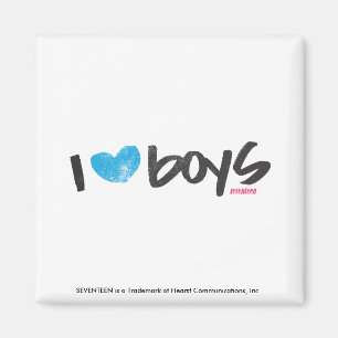 I Heart Boys Aqua Magnet