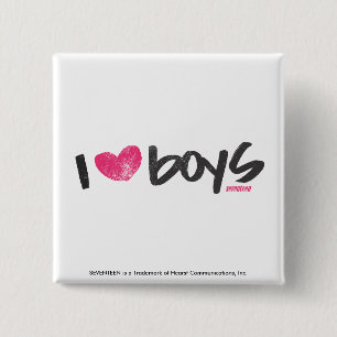 I Heart Boys Magenta 2 Inch Square Button