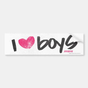 I Heart Boys Magenta Bumper Sticker