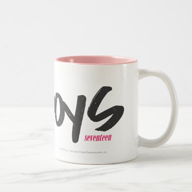 I Heart Boys Magenta Two-Tone Coffee Mug (Right)