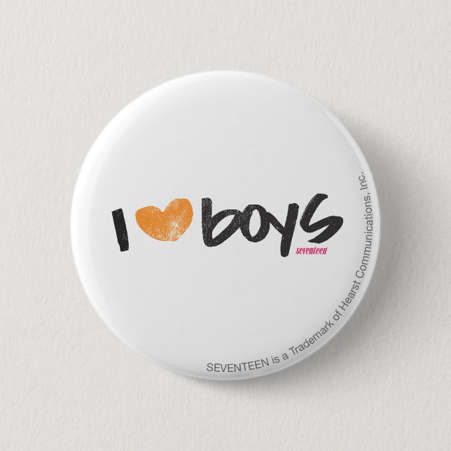 I Heart Boys Orange 2 Inch Round Button (Front)
