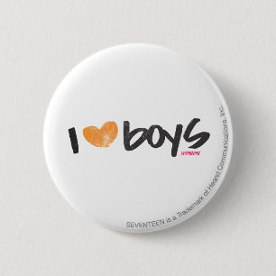 I Heart Boys Orange 2 Inch Round Button