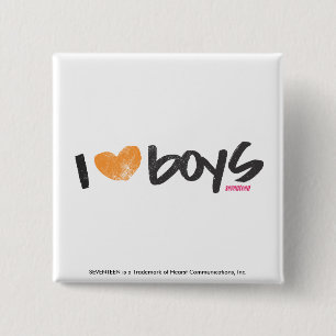 I Heart Boys Orange 2 Inch Square Button