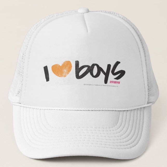I Heart Boys Orange Trucker Hat (Front)