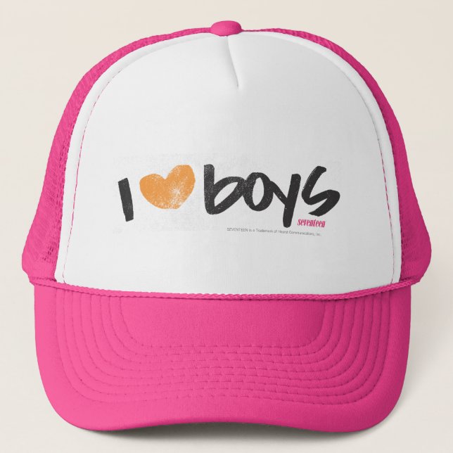I Heart Boys Orange Trucker Hat (Front)