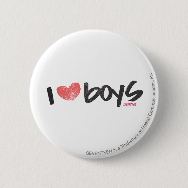 I Heart Boys Pink 2 Inch Round Button (Front)