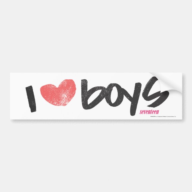 I Heart Boys Pink Bumper Sticker (Front)