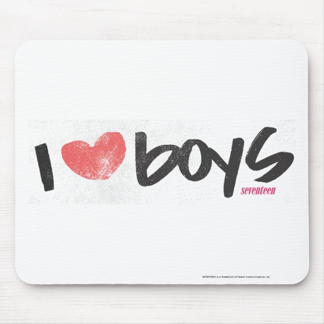 I Heart Boys Pink Mouse Pad (Front)
