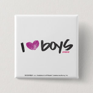 I Heart Boys Purple 2 Inch Square Button