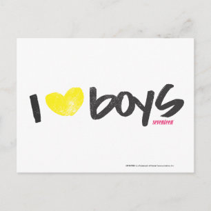 I Heart Boys Yellow Postcard