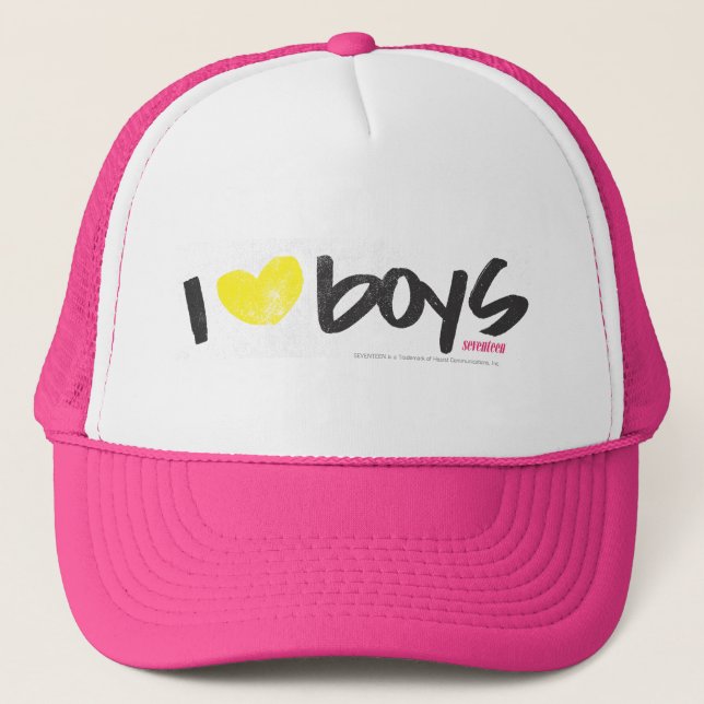 I Heart Boys Yellow Trucker Hat (Front)