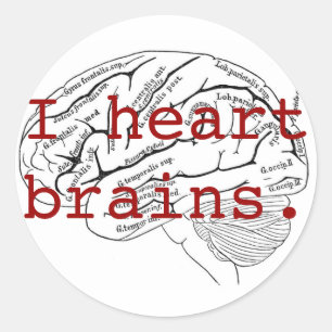I heart brains. classic round sticker