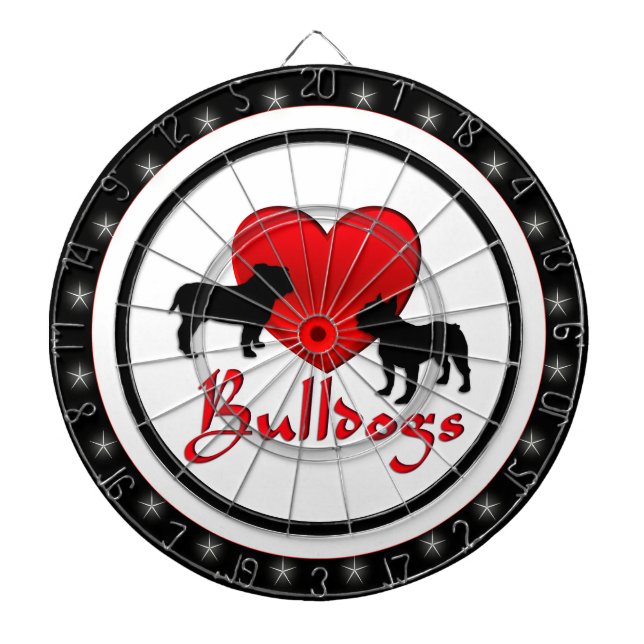 I Heart Bulldogs Regulation Dart Board (Front)